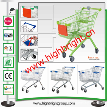 Plastic Sprayed Metal Supermarket Hand Cart Shopping Trolleys